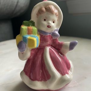 Vintage Porcelain Lady Christmas Caroler Figurine | Artist Engraved! Rare!
